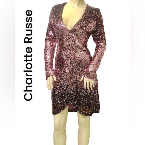 charlotte russe rose gold dress Pink Lily Rose Gold Sequin Dress with Exposed Back Dress- Size M – The  Saved Collection main image 0